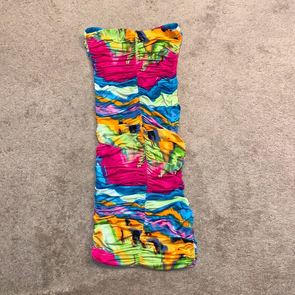 VOTIQUE Watercolor Ruched Dress